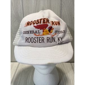 1984 Rooster Run General Store Trucker Mesh Snapback Cap White USA Rare Color